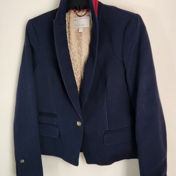 Banana Republic Heritage True Navy cropped Blazer - Picture 1 of 8